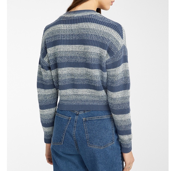 Retro blue pastel striped ribbed cropped sweater NWT - Picture 9 of 9